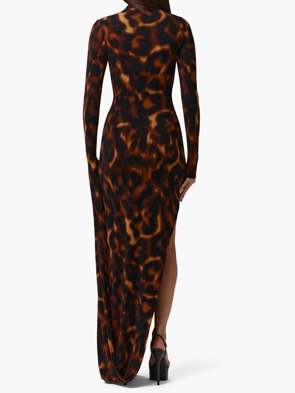 Naked Wardrobe Tortoiseshell Draped Long Sleeve Maxi Dress - Picture 2 of 7